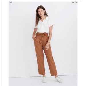 MADEWELL • Women’s Herringbone Paperbag Waist Pants in Warm Hickory Size 29
